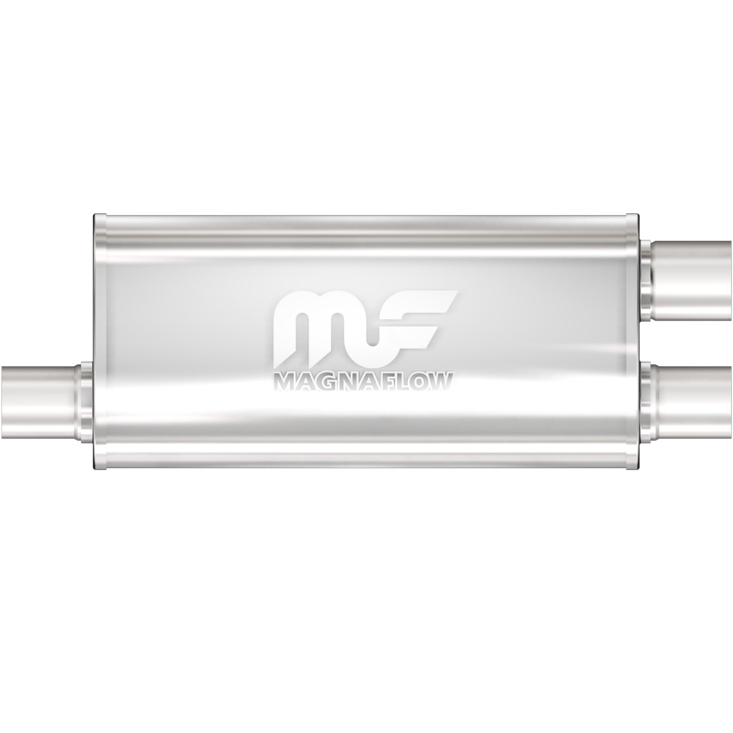 MagnaFlow 12266 - Straight-Through Performance Muffler; 2.5/2.25in. Offset/Dual; 5x18x8 Body