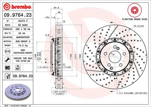 Brembo 09976423C02 BRAKE ROTORS