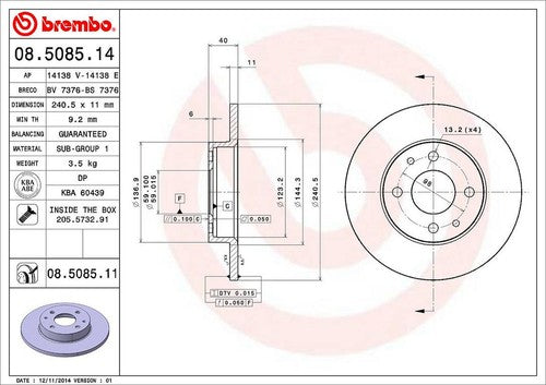 Brembo 08508511C02 BRAKE ROTORS