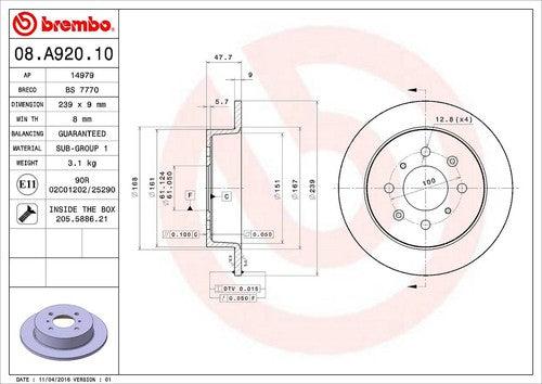 Brembo 08A92010C02 BRAKE ROTORS