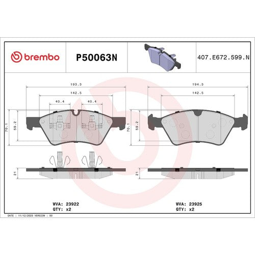 Brembo Front Ceramic Brake Pads Fits 2006-2011 Mercedes-Benz ML350 P50063N