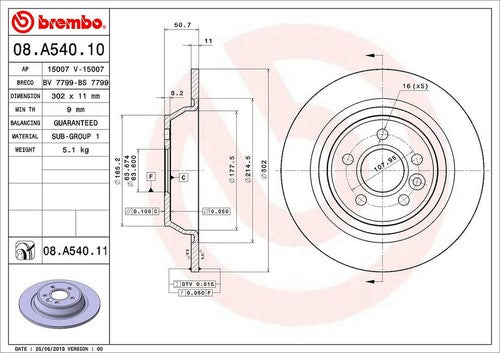 Brembo 08A54011C02 BRAKE ROTORS
