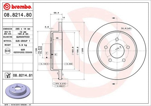 Brembo 08821481C02 BRAKE ROTORS
