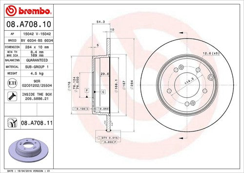 Brembo 08A70811C02 BRAKE ROTORS