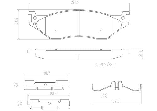Brembo Rear Ceramic Brake Pad Fits 2005-2016 Ford F-450 F-550 Super Duty P11037N
