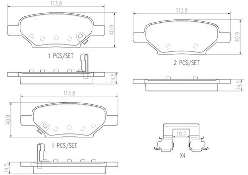 Brembo Rear Ceramic Brake Pads Fits 2005-2008 Chevrolet Cobalt Brake Pad P10031N