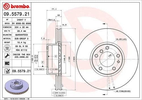 Brembo 09557921C02 BRAKE ROTORS