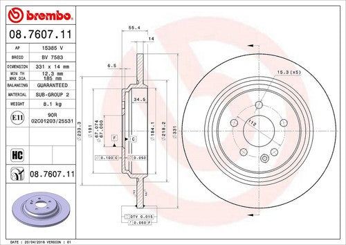 Brembo 08760711C02 BRAKE ROTORS