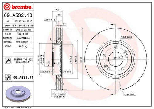 Brembo 09A53211C02 BRAKE ROTORS