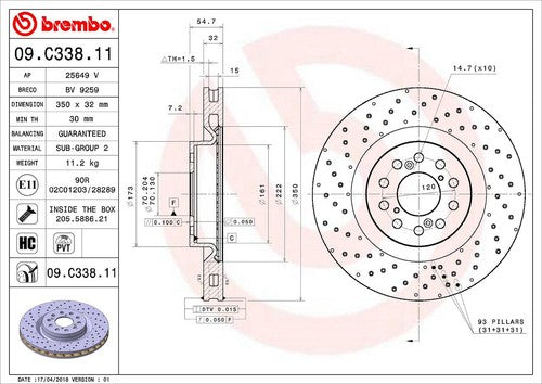 Brembo 09C33811C02 BRAKE ROTORS