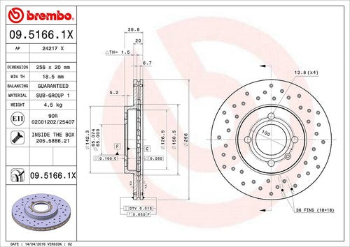 Brembo 0951661XC02 Xtra BRAKE ROTORS