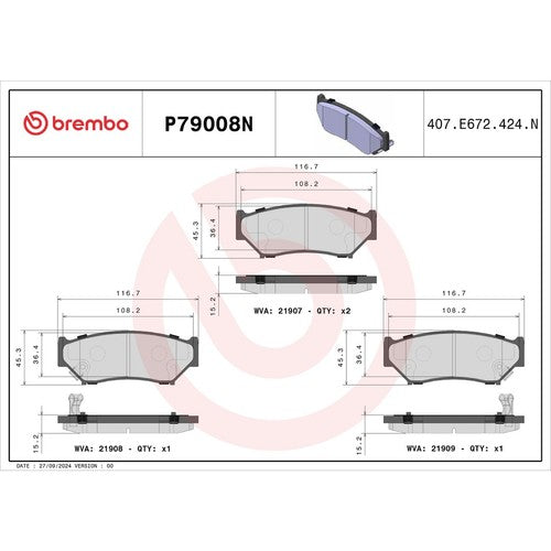 Brembo Front Ceramic Brake Pads Fits 1998?2004 Chevrolet Tracker 4 Piece P79008N