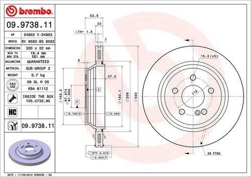 Brembo 09973811C02 BRAKE ROTORS