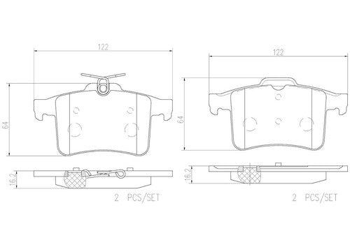 Brembo Rear Ceramic Brake Pads Fits 2010-2015 Jaguar XF 4 Pc Brakes P36026N