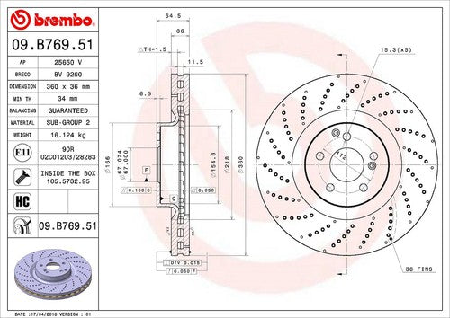 Brembo 09B76951C02 BRAKE ROTORS