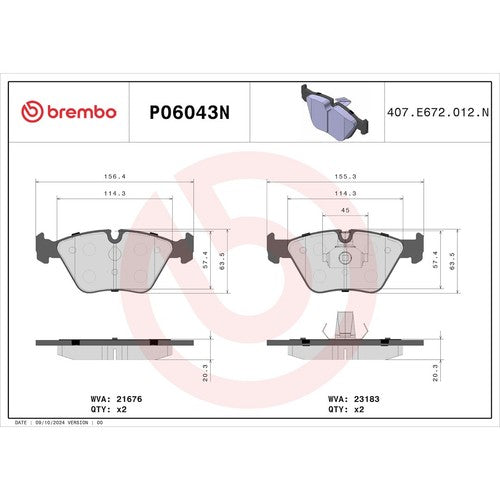 Brembo Front Ceramic Brake Pads Fits 2004-2010 BMW X3 Brake Pads P06043N