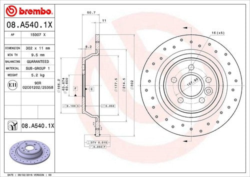 Brembo 08A5401XC02 Xtra BRAKE ROTORS