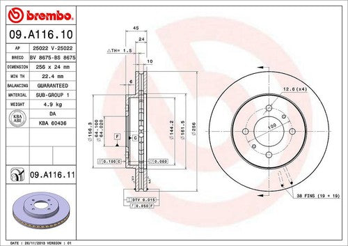Brembo 09A11611C02 BRAKE ROTORS