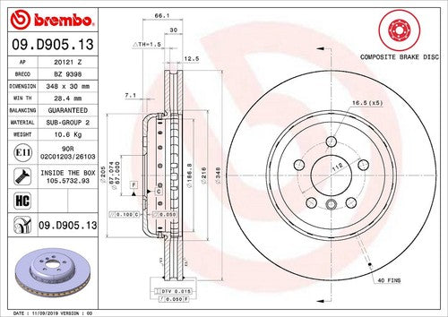Brembo 09D90513C02 BRAKE ROTORS