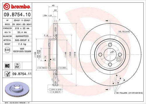 Brembo 09B75411C02 BRAKE ROTORS