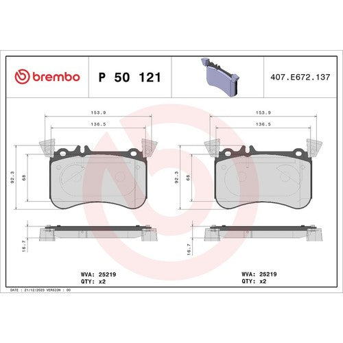 Brembo Front Low Metallic Brake Pads Fits 2014-2019 Mercedes CLA45 AMG P50121