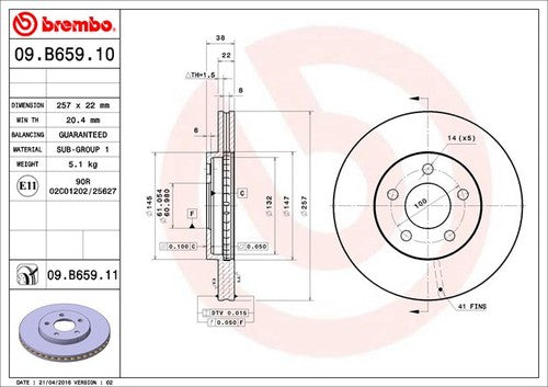 Brembo 09B65911C02 BRAKE ROTORS
