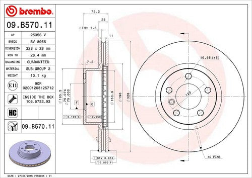 Brembo 09B57011C02 BRAKE ROTORS