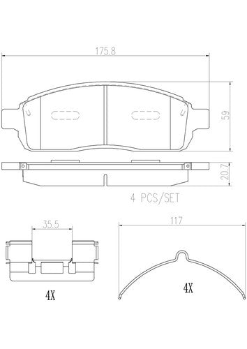 Brembo Front Ceramic Brake Pads Fits 2005-2009 Ford F-150 Brakes 4 Piece P24135N