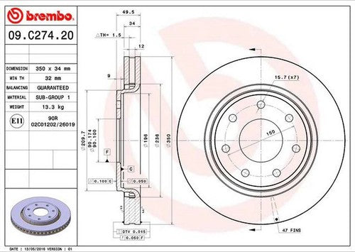 Brembo 09C27421C02 BRAKE ROTORS