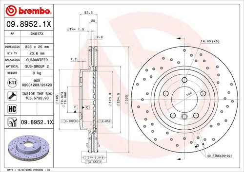 Brembo 0989521XC02 Xtra BRAKE ROTORS