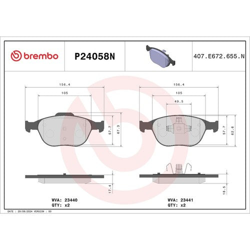 Brembo Front Ceramic Brake Pads Fits 2010-2013 Ford Transit Connect P24058N