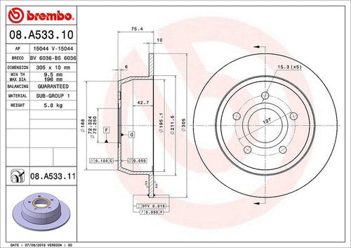Brembo 08A53311C02 BRAKE ROTORS