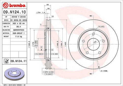Brembo 09N12411C02 BRAKE ROTORS
