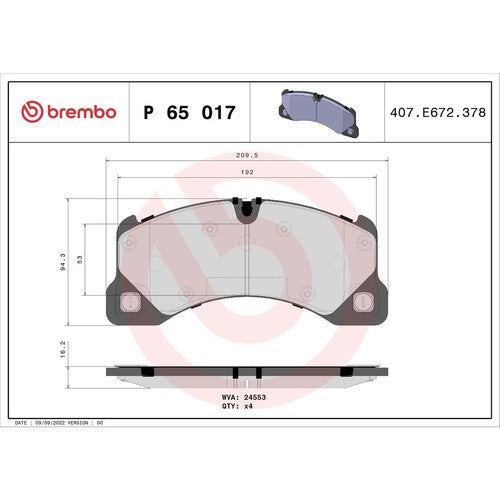 Brembo Front Low Metallic Brake Pads Fits 2008-2010 Porsche Cayenne 4 Pc P65017