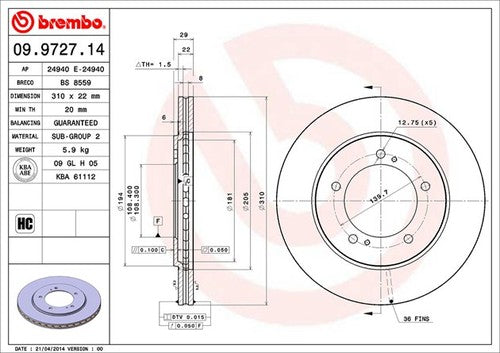 Brembo 09972714C02 BRAKE ROTORS