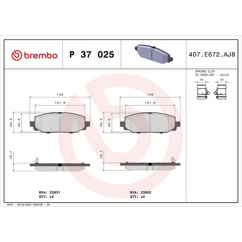 Brembo P37025 PRIME LINE BRAKE PADS