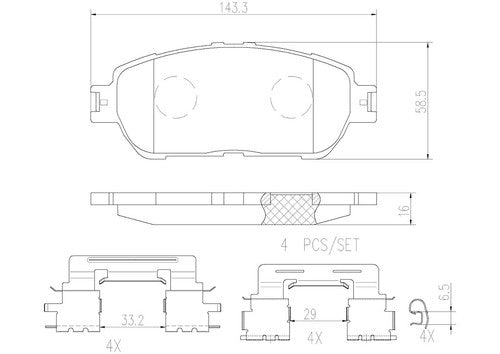 Brembo Front Ceramic Brake Pads Fits 2005-2015 Toyota Tacoma 4 Pc Brakes P83105N