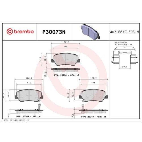 Brembo Front Ceramic Brake Pads Fits 2009-2011 Hyundai Genesis 4 Piece P30073N