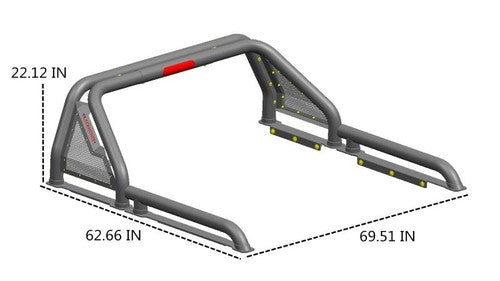 Black Horse Offroad GLRB-01B Tubular Powder Coated Steel Truck Bed Bar
