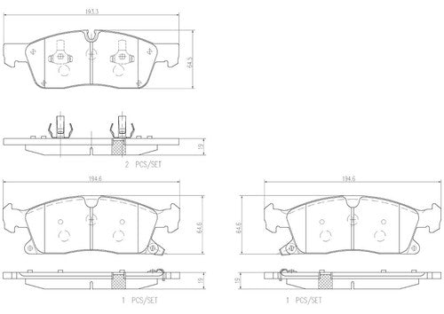 Brembo Front Ceramic Brake Pads Fits 2011-2021 Jeep Grand Cherokee 4 Pc P37017N