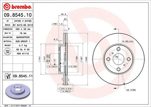 Brembo 09854511C02 BRAKE ROTORS