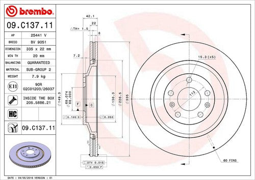 Brembo 09C13711C02 BRAKE ROTORS