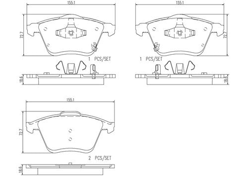 Brembo Front Ceramic Brake Pads Fits 2006-2007 Mazda 6 Brakes 4 Piece P49038N
