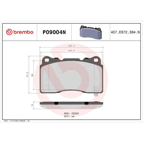 Brembo Front Ceramic Brake Pads Fits 2004-2007 Cadillac CTS Brake Pads P09004N