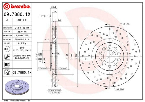 Brembo 0978801XC02 Xtra BRAKE ROTORS