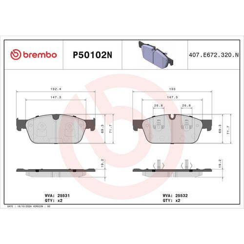 Brembo Front Ceramic Brake Pads Fits 2013-2016 Mercedes-Benz GL450 P50102N
