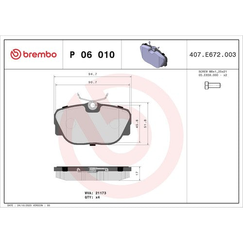 Brembo Front Low-Metallic Brake Pads Fits 1987-1993 BMW 321i P06010