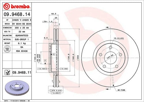 Brembo 09946811C02 BRAKE ROTORS