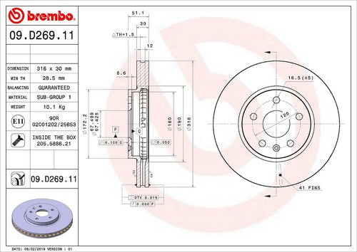 Brembo 09D26911C02 BRAKE ROTORS