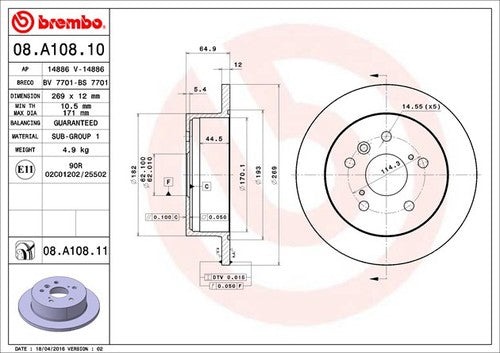 Brembo 08A10811C02 BRAKE ROTORS